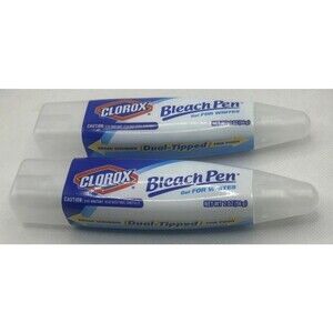 Clorox Bleach Pen Gel For Whites SET 2 Cleaner Dual Tipped Scrubber Fine Point